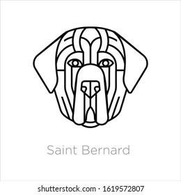  Saint Bernard Head Icon Logo Line Art Illustration 