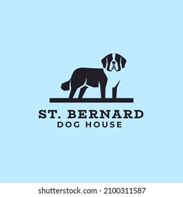 Saint Bernard Negative Space Dog Logo Mascot Icon Illustration