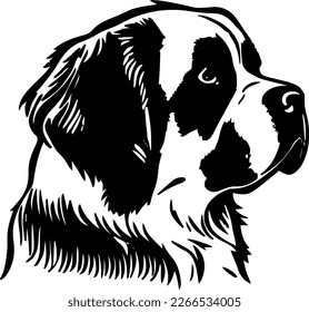 Saint Bernard outline only, dog head, vector illustration, black color, vector image