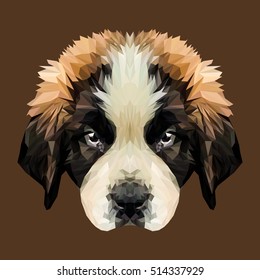 Saint Bernard puppy dog low poly design. Triangle vector illustration.
