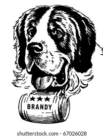 Saint Bernard - Retro Clipart Illustration