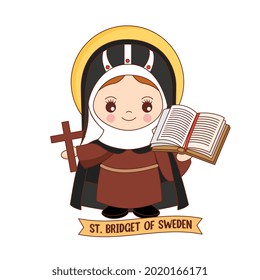 saint bridget of sweden cartoon isolated over white background. vector illustration