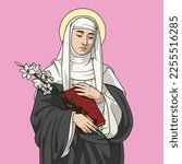 Saint Catherine of Siena Colored Vector Illustration