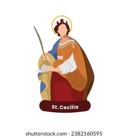 Saint Cecilia vector illustration. Feast November 22nd. Catholic Saint.