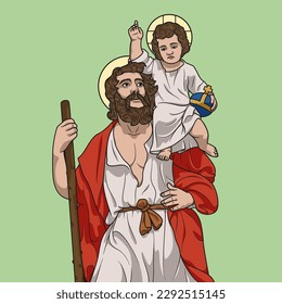 Saint Christopher of Lycia Colored Vector Illustration