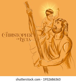 Saint Christopher Of Lycia Vector Illustration