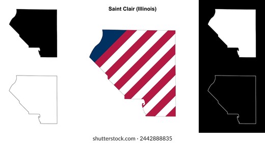 Saint Clair county (Illinois) outline map set