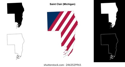 Saint Clair County (Michigan) outline map set