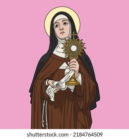 Saint Clare Of Assisi Colored Vector Illustration