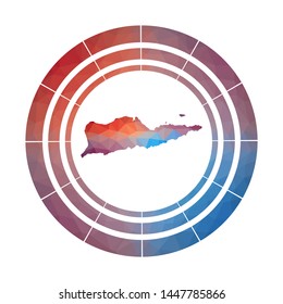 Saint Croix badge. Bright gradient logo of island in low poly style. Multicolored Saint Croix rounded sign with map in geometric style for your infographics.