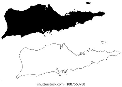 Saint Croix District, United States Virgin Islands (U.S. county, United States of America, USA, U.S., US) map vector illustration, scribble sketch St. Croix Island map