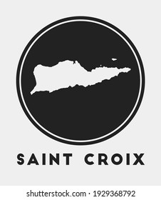 Saint Croix icon. Round logo with island map and title. Stylish Saint Croix badge with map. Vector illustration.
