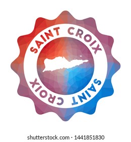 Saint Croix low poly logo. Colorful gradient travel logo of the island in geometric style. Multicolored polygonal Saint Croix rounded sign with map for your infographics.