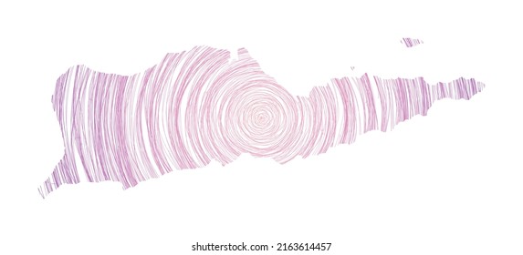 Saint Croix map filled with concentric circles. Sketch style circles in the shape of the island. Vector Illustration.