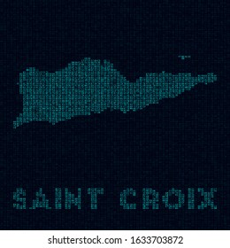 Saint Croix tech map. Island symbol in digital style. Cyber map of Saint Croix with island name. Attractive vector illustration.