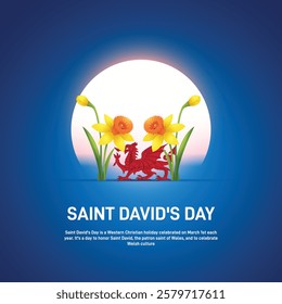 saint david's day. saint david's day creative banner, poster, social media post, postcard, background, backdrop, greetings card, template, web banner, cover design etc.