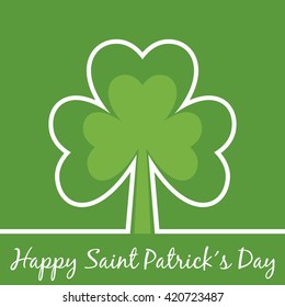 Saint PatrickÂ´s day card. Minimal background with shamrock outline. Shamrock outline. Happy Saint PatrickÂ´s Day