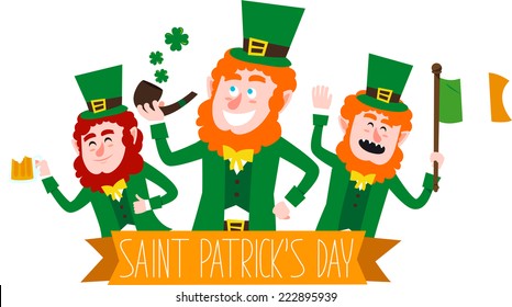 Saint patrickÃ?Â´s Day cartoon elves banner