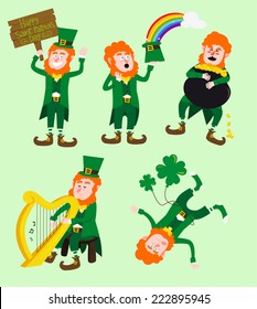 Saint patrickÃ?Â´s Day cartoon elves collection