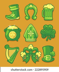 Saint patrickÃ?Â´s Day cartoon icon illustration set