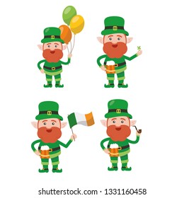 Saint patrick´s Day cartoon leprechaun illustration collection - Vector