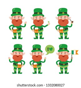 Saint patrick´s Day cartoon leprechaun illustration collection - Vector