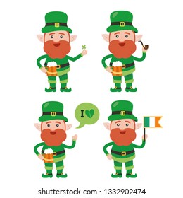 Saint patrick´s Day cartoon leprechaun illustration collection - Vector