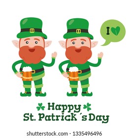 Saint patrick´s Day cartoon leprechaun illustration collection - Vector