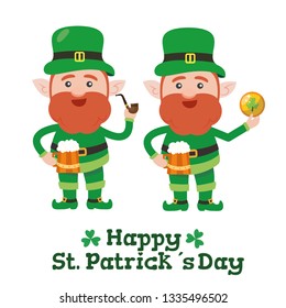 Saint patrick´s Day cartoon leprechaun illustration collection - Vector