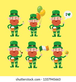 Saint patrick´s Day cartoon leprechaun illustration collection - Vector