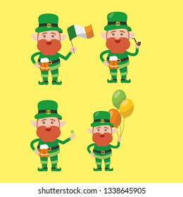 Saint patrick´s Day cartoon leprechaun illustration collection - Vector