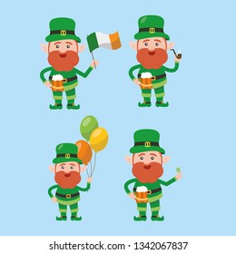 Saint patrick´s Day cartoon leprechaun illustration collection - Vector