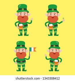 Saint patrick´s Day cartoon leprechaun illustration collection - Vector