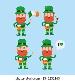 Saint patrick´s Day cartoon leprechaun illustration collection - Vector