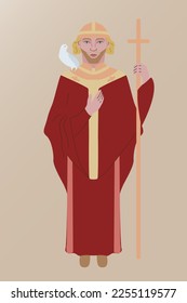 Saint David’s Day flat illustration. Saint patron of Wales. 1 March day