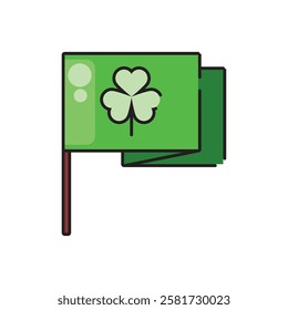 Saint Patrick´s Day Green Flag with Shamrock Leaf