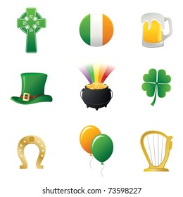 Saint PatrickÃ¢Â?Â?s Day Icons Collection color icons featuring the principal Saint PatrickÃ¢Â?Â?s Day signs