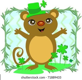 Saint Patrickâ??s Day Mouse with Hat and Clovers