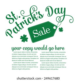 Saint PatrickÃ¢Â?Â?s Day sale advertising template background EPS 10 vector royalty free vector stock illustration
