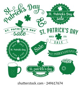 Saint PatrickÃ¢Â?Â?s Day sale design elements EPS 10 vector royalty free vector stock illustration