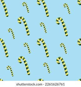 Saint Patrick’s Day seamless blue pattern with candy canes. Background for wrapping paper, fabric print, greeting cards design.Vector illustration