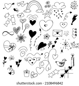 El Día de San Valentín, ilustración vectorial de los corazones, amor.