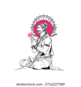 A saint doing pray in outdoor vector art 