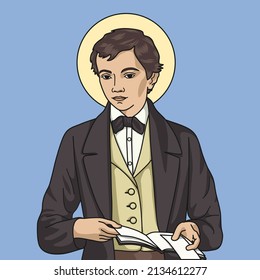 Saint Dominic Savio Colored Vector Illustration