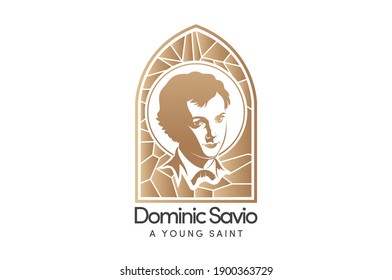 Saint Dominic Savio Logo Vector Stained Glass Catholic Youth Logo