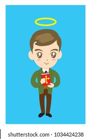 Saint Dominic Savio Patron Of Youth Catholic Vector Illustration Cartoon Religious