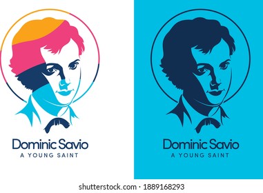 Saint Dominic Savio, A Youth Catholic Saint Of Saint John Bosco Vector And Logo