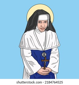 Saint Dulce Pontes of the poor Colored Vector Illustration