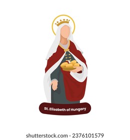 Saint Elisabeth of Hungary vector illustration. Feast November 17th. Catholic Saint.