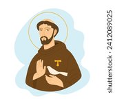 Saint Francis of Asis, hand drawn vector illustration